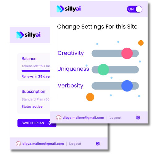 Settings for Chat GPT Silly AI Chrome Extension